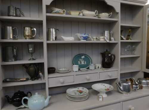 V - Various silver plated ware, glassware, china, effects, Jasperware, part dessert service, Piquot...