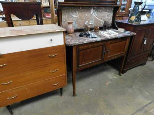 V - Various furniture, a G-Plan style teak cabinet, of four long drawers, on turned legs, Edwardian...