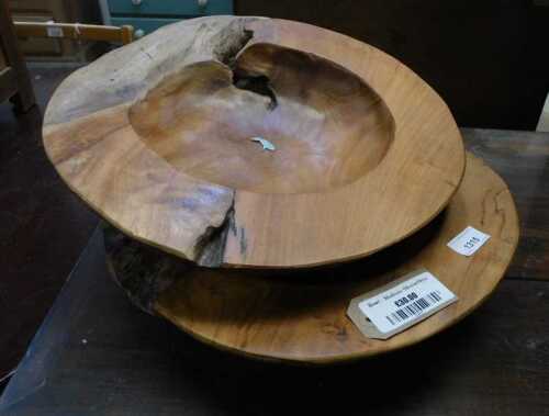 V - A driftwood fruit bowl, and another similar, 40cm wide. (2) NB. VAT is payable on the hammer...