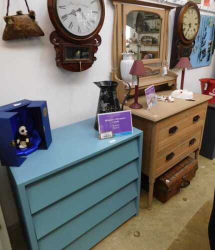 V - Various furniture, a 20thC shoe chest, of four long drawers, an Edwardian beech dressing chest,...