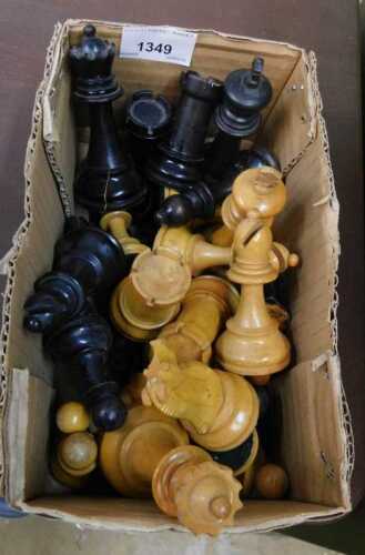 V - A 20thC Staunton style chess set, to include 10cm high king, etc. (a quantity, AF) NB. VAT is...