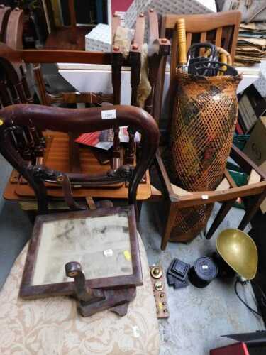 V - Various furniture, including a Victorian mahogany balloonback dining chair, with an overstuffed...