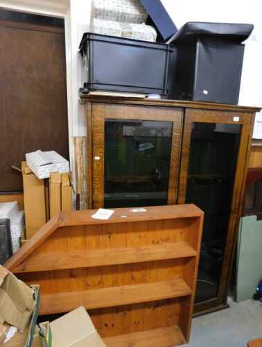 Furniture and effects, including an oak gun cabinet, with two plain glazed doors and sections...