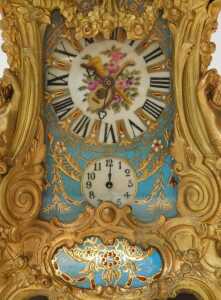 A 19thC French Louis XVI style ormolu mantel clock, with a highly ornate rococo-style case, and... - 2