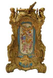 A 19thC French Louis XVI style ormolu mantel clock, with a highly ornate rococo-style case, and... - 3