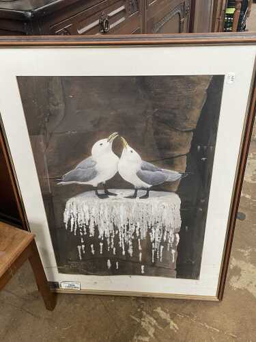 V - Eddie Hallam (20thC School). Kittiwakes, watercolour, framed and glazed. NB. VAT is payable on...