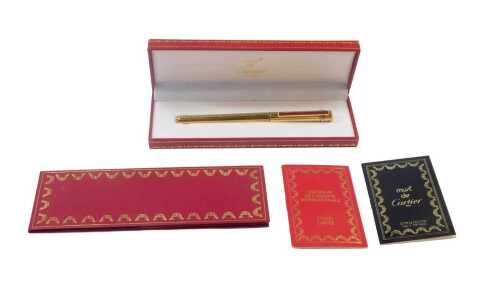 A Must de Cartier Paris Stylo Feuter felt tip pen, serial number 033070, boxed, with leather...