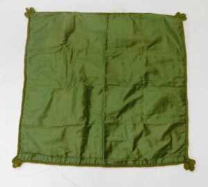 An early 20thC green silk cushion cover, decorated centrally with a silk depicting Her Majesty... - 7