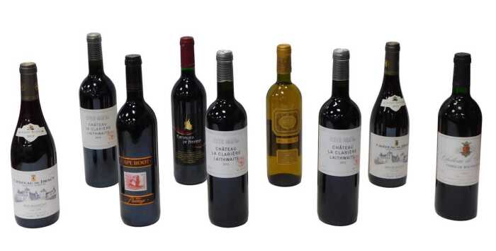 Alcohol, comprising bottles of red wine to include Chateau le Clariere, Chateau de Dracy, and a...