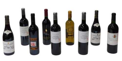 Alcohol, comprising bottles of red wine to include Chateau le Clariere, Chateau de Dracy, and a...