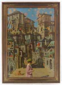 Rosemarie Ingrid Clapham (RA, b.1929). Einsam in Babylon, oil on board, attributed verso, 60cm x... - 2
