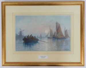 Louis Etienne Timmermans (1846-1910). September - Moonrise on the Escaux, watercolour, signed,... - 2