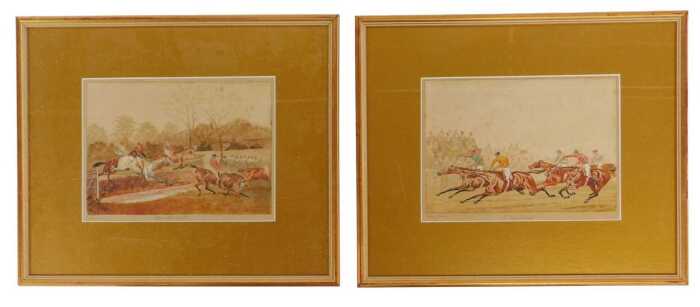 Walter Vernon. Horse racing pictures titled Over the Water and A Close Finish, pair,...
