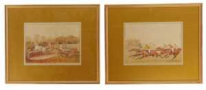 Walter Vernon. Horse racing pictures titled Over the Water and A Close Finish, pair,...