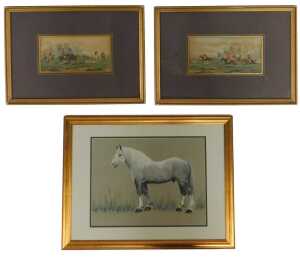 A group of equine interest pictures, comprising a pastel study of a dapple grey horse,... - 7