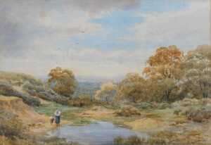 H Lawes (19thC School). Hampstead Heath, inscribed verso, watercolour, signed and dated 1892, 23....