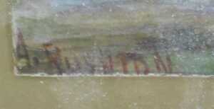 A Rushton (early 20thC School). Figures in military uniform on horseback crossing a brook,... - 3