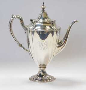 A William IV silver twin handled sugar bowl and cover, of urn form, initialled, raised on a... - 7