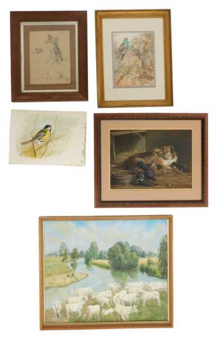 A group of pictures, to include Jasmine Squires, Happy Mother, pastel, signed, 29cm x 40cm, a...