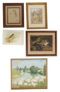 A group of pictures, to include Jasmine Squires, Happy Mother, pastel, signed, 29cm x 40cm, a...