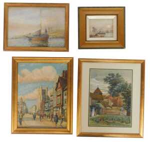 A group of pictures, comprising Kane, King's Parade opposite King's College Cambridge, oil on...