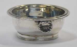A George IV silver wine funnel, with a line banded rim, bearing crest, together with a strainer,... - 3