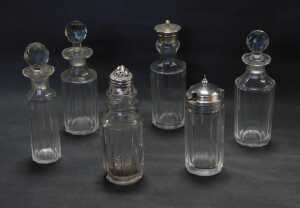 A George IV and later silver cruet stand, of oval form, the border decorated with scrolls and... - 4