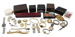 A group of assorted costume jewellery, to include lady's fashion watches, Limit, Tissot,...