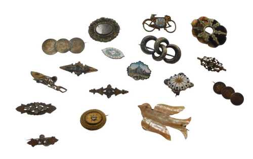A group of early 20thC and later badges, to include Workers Together, turquoise bar brooch,...