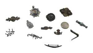 A group of silverware, comprising a silver and enamel Justice Truth and Philanthropy crest,...