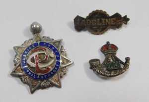 A group of silverware, comprising a silver and enamel Justice Truth and Philanthropy crest,... - 2