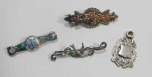 A group of silverware, comprising a silver and enamel Justice Truth and Philanthropy crest,... - 3