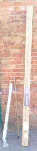 Two window blinds, one boxed, from Blinds 2 Go, one in cellophane wrapper, and a wooden pole,...