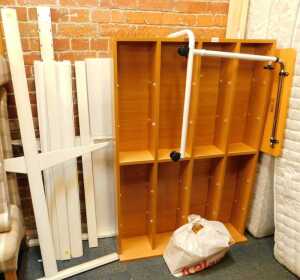 Furniture, to include a small bookcase with adjustable shelves, metal racking, etc.