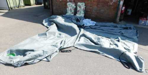 A caravan cover, to suit a four berth fixed bed single axle caravan, in bag, and two foldable...