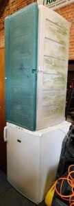 A large plastic garden storage bin, with lid, a Zanussi frost free freezer, finished in white,...