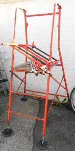 A portable scaffolding tower, together with various attachments.