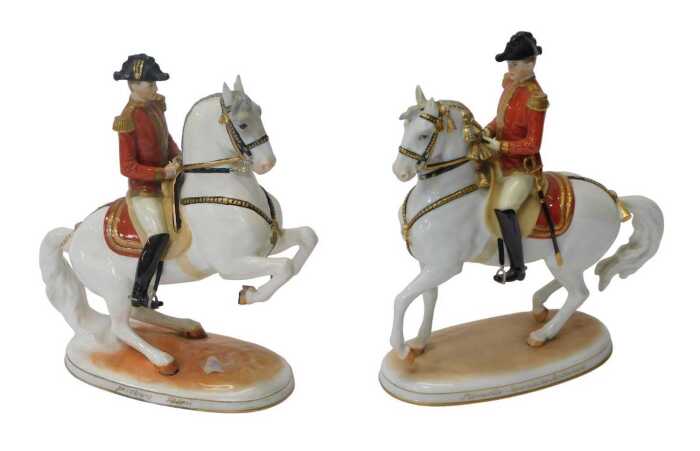 Two Wie Austrian porcelain figures, modelled as Picouette-Spanische Reitschule and...