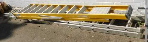 A 4.24m extending ladder, together with a Lyte A frame ladder.