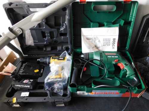 Powertools, comprising a Clarke brushless combi drill/driver, with charger, an Einhell impact...