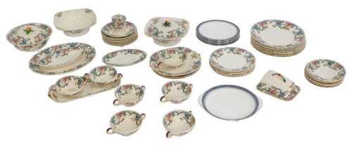 A group of Royal Cauldon pottery Victoria pattern dinnerwares, to include twin handled soup...