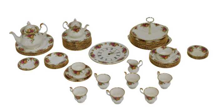 A Royal Albert porcelain Old Country Roses pattern part tea and dinner service, to include a...