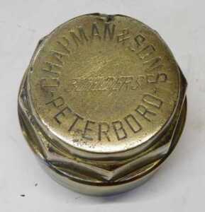 Two brass wagon caps, for Kirkstall Forge Company Leeds, and Chapmans and Sons Builders... - 3