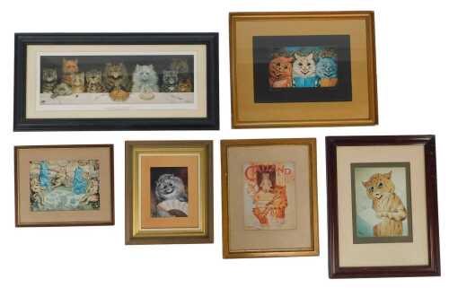 After Louis Wain. Various prints depicting cats, to include What We Are About to Receive, The...