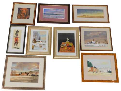 Peter Hawkins (20thC School). Various watercolours and prints, differing subject matter, to...