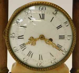 A 19thC French 'arbour' style drum head mantel clock, the white enamelled dial with Arabic and... - 2