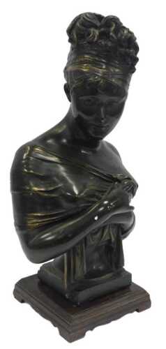 After Jean-Antoine Houdon. Bust of Madame Recamier, painted plaster, numbered 97AB, on an...