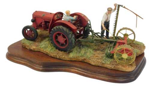A Border Fine Arts figure group, titled The First Cut, bearing a label, mounted on a shaped oak...