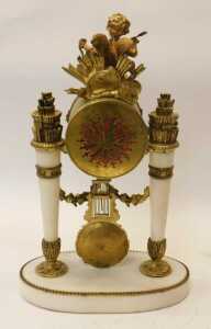 A late 19thC Louis XVI style French mantel clock, with an eight-day movement striking on a bell,... - 3