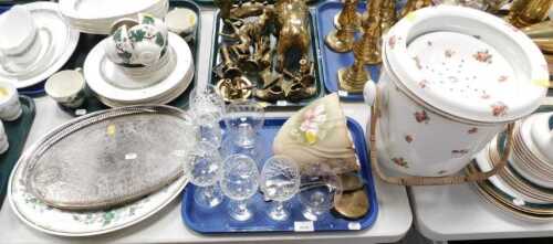 Ceramics and glassware, to include a slop bucket, lamp shade, drinking glasses, serving spoons,...